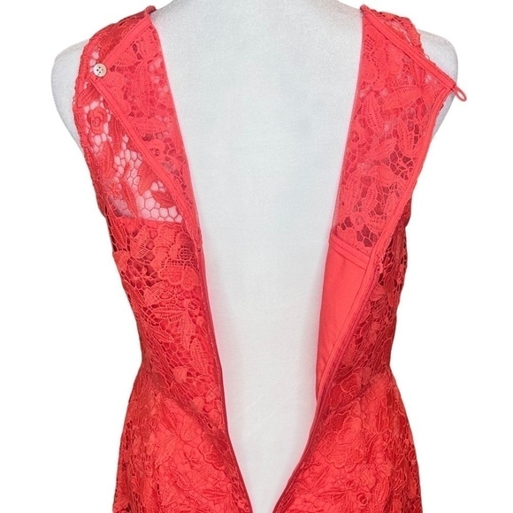 J.Crew Collection Coral Sleeveless Lace Sheath Cocktail Dress Size 2 - Picture 7 of 11